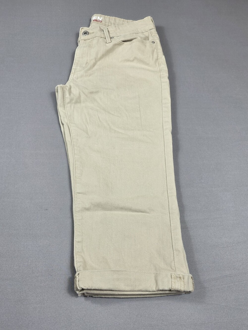 Denizen From Levi's Cuffed Capri Denim Pants Stretch Tan Color Women's Size 4 - Picture 8 of 9